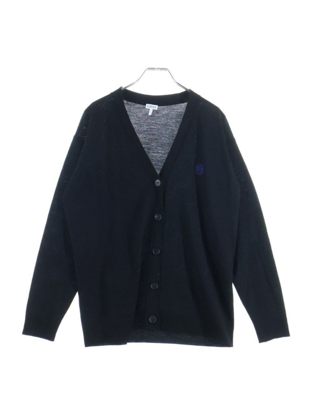 Loewe Anagram Embroidery Wool Knit Cardigan Black